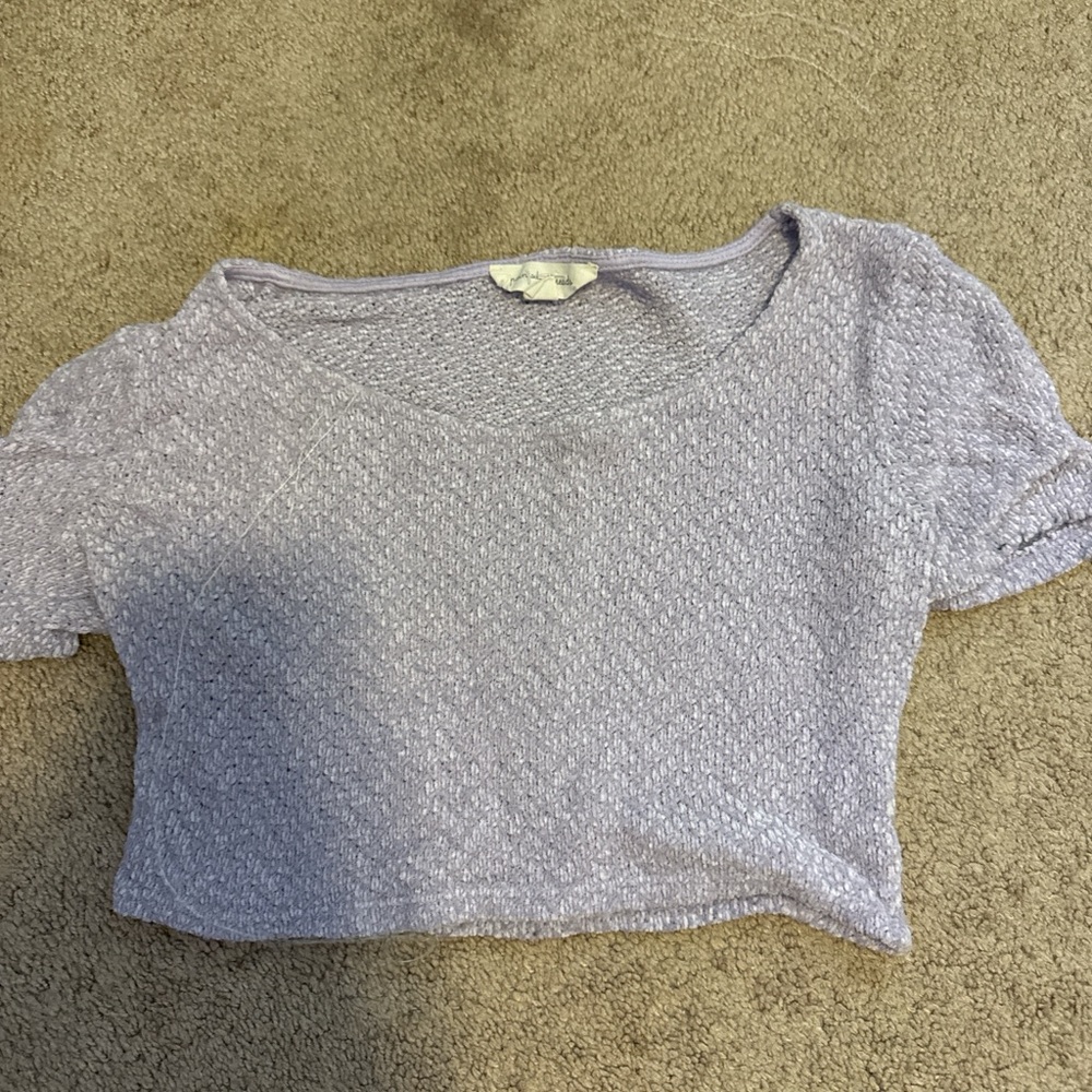 Women’s Textured Lavender Short Sleeve Crop Top